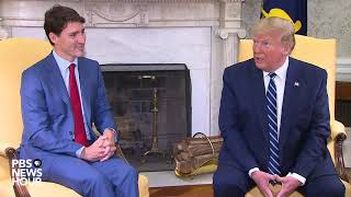 WATCH Trump and Trudeau talk USCanada trade [upl. by Riatsala538]