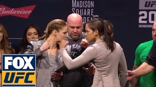 Ronda Rousey and Amanda Nunes faceoff in New York City  UFC 207 [upl. by Jarrid827]