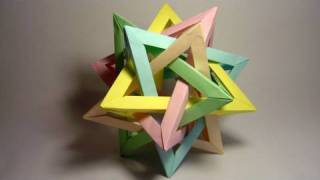 Origami Five Intersecting Tetrahedra complete assembly [upl. by Ellord]