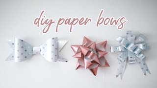 EASY DIY PAPER BOWS 3 WAYS [upl. by Blackstock189]