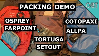 Packing Demo Farpoint vs Setout vs Cotopaxi Allpa [upl. by Llertnahs]