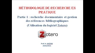 Méthodologie de recherche en pratique Partie 1 [upl. by Ahsrav145]