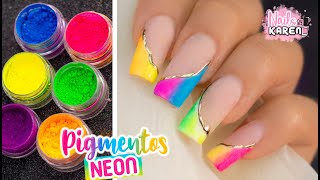 DISEÑO con PIGMENTOS NEON  Uñas de TIP [upl. by Arreip]