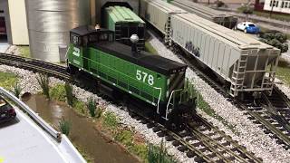 Athearn Burlington Northern SW1000 With Soundtraxx DCCSound [upl. by Naot]