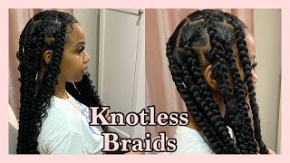 KNOTLESS BOX BRAIDS TUTORIAL  GODDESS BRAIDS [upl. by Greggs]