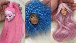 Barbie Doll Makeover Transformation  DIY Miniature Ideas for Barbie  Wig Dress Faceup and More [upl. by Mcclelland]