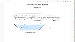 Assignment on Mannings Equation [upl. by Noryb49]