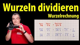 Wurzeln dividieren  Wurzelrechnung  Lehrerschmidt [upl. by Sletten687]