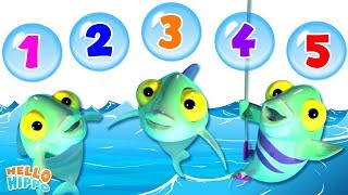 12345 Once I Caught A Fish Alive Song  Hello Hippo 3D Rhymes amp Kids Songs [upl. by Idnew323]