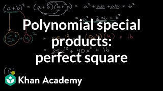 Polynomial special products perfect square  Algebra 2  Khan Academy [upl. by Halik]