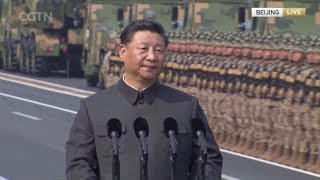 Xi reviews armed forces at Chinas National Day military parade [upl. by Aleece]