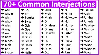 70 Common Interjections in English 📚  Parts of speech [upl. by Narcho311]