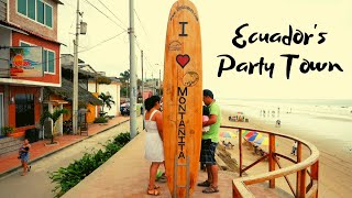 The Party Town of Montañita Ecuador  Our 8K Beach Walk Part 2 [upl. by Ji]