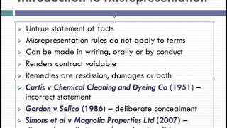 Misrepresentation Lecture 1 of 4 [upl. by Henderson]