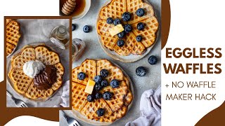 EGGLESS WAFFLES RECIPE  how to make waffles without waffle maker  EGGLESS CRISPY WAFFLES [upl. by Yssak]