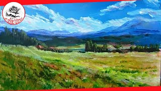 How to Paint a Landscape with acrylics step by step SUBTITLED [upl. by Irap]