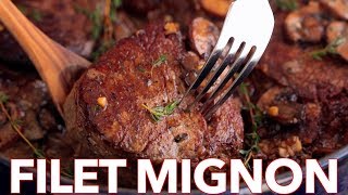 Filet Mignon with Mushroom Cream Sauce Recipe [upl. by Sitoeht]