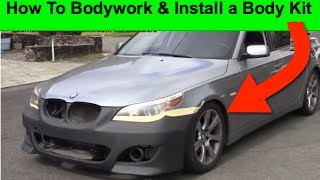 How To Auto Body Work And Install A Body Kit  Part 2 [upl. by Redlac]