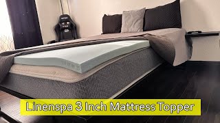 Linenspa 3 Inch Gel Infused Memory Foam Mattress Topper Review [upl. by Hartley]