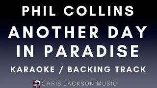 Phil Collins  Another Day In Paradise  Karaoke  Backing Track  Instrumental With Lyrics [upl. by Rettke]