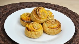 BaconCheddar Pinwheels  Bacon amp Cheese Puff Pastry Rolls Recipe [upl. by Adnylem955]