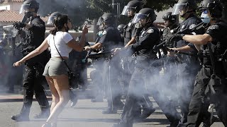 Highlights George Floyd protesters march onto California highway through city streets [upl. by Lanny]