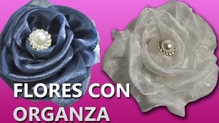 COMO HACER FLORES CON ORGANZA FACILES Y SENCILLAS  FLORES de tela faciles [upl. by Wennerholn778]