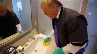 Trump Cleans Bathrooms and Works as a Waiter and Bell Hop at his Hotel [upl. by Azeria]