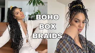 KNOTLESS BOHO BOX BRAIDS  TUTORIAL  BEGINNER FRIENDLY [upl. by Dulcle]