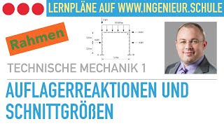 Auflagerreaktionen und Schnittgrößenberechnung am Rahmensystem – Technische Mechanik 1 [upl. by Aan]